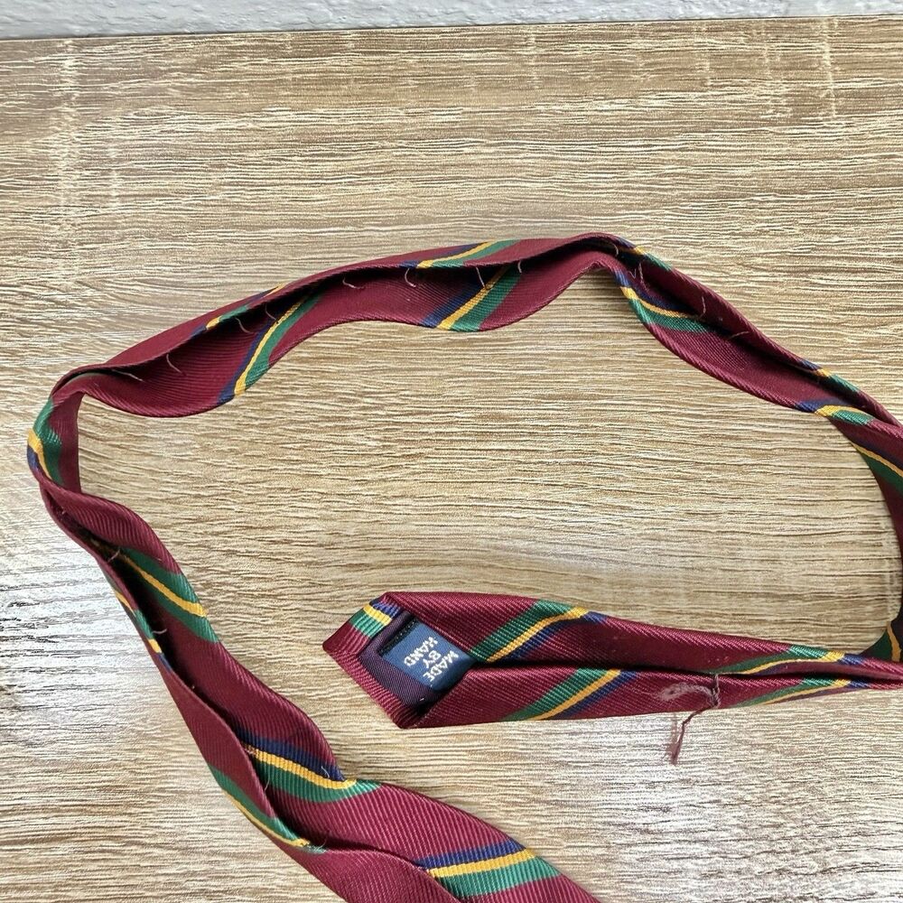 Polo Ralph Lauren Dark Red Repp Stripe Silk Tie Handmade USA Made 57" L | 4" W - Picture 16 of 16